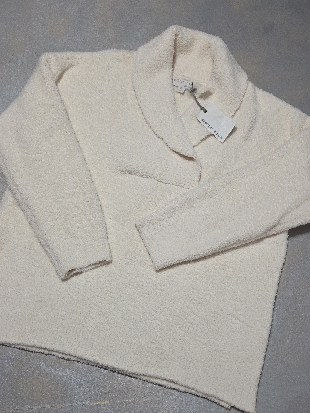 Barefoot Dreams Cream Cozy Shawl-Collar Turtleneck Sweater
